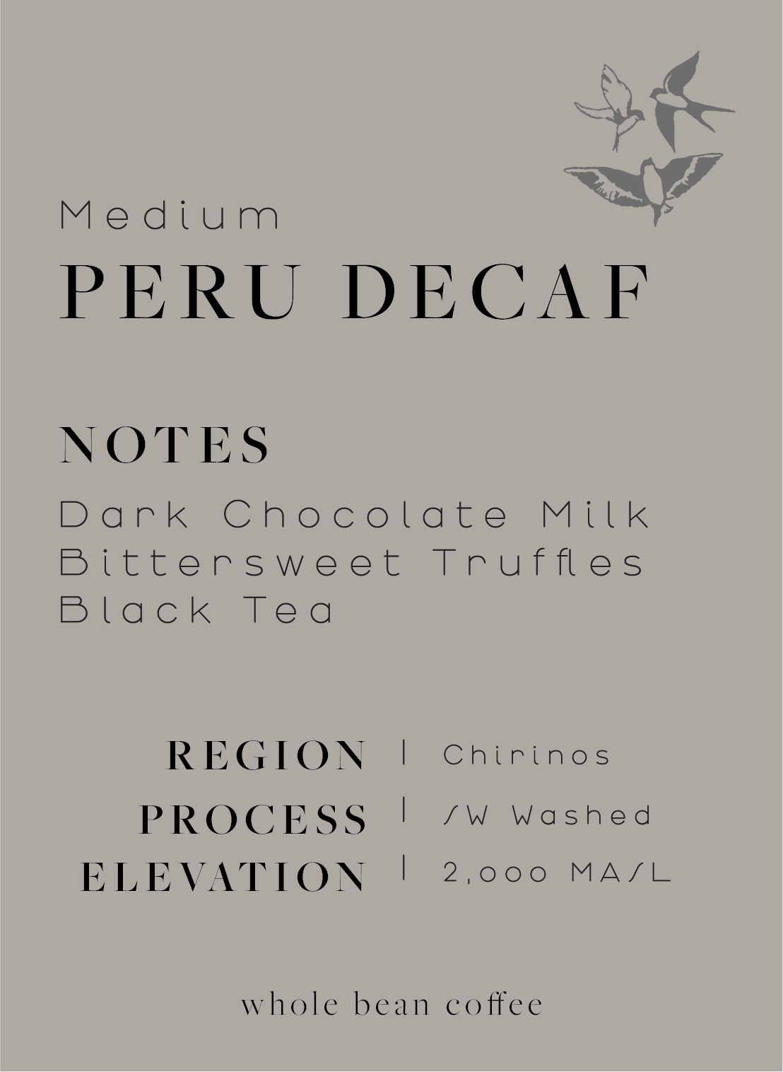 Peru Swiss Water Processed Decaf Medium Roast